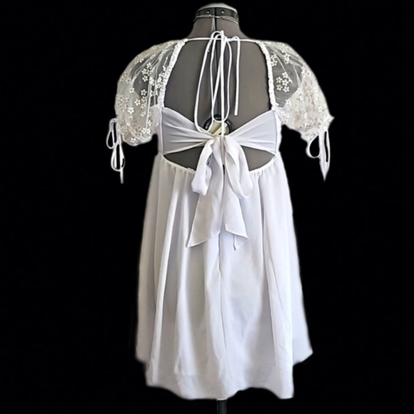 Floral Bubble Sleeve Babydoll Dress - Picture 4 of 4